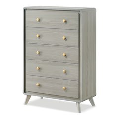 Darley Modern Wood 5-Drawer Chest in Gray