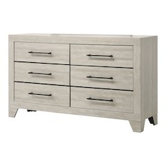 Baurke Modern Wood 6-Drawer Dresser in Light Gray
