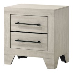 Baurke Modern Wood 2-Drawer Nightstand in Light Gray
