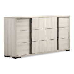 Turntile Modern Wood 6-Drawer Dresser in Washed White