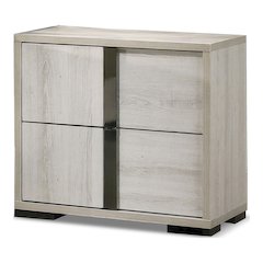 Turntile Modern Wood 2-Drawer Nightstand in Washed White