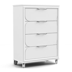 Glosan Modern Pearl White Wood 4-Drawer Kids Chest
