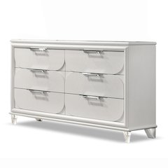 Glosan Modern Pearl White Wood 6-Drawer Kids Dresser