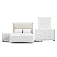 Glosan Modern 5-Piece Pearl White Kids Platform Bedroom Set