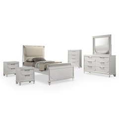 Glosan Modern 6-Piece Pearl White Kids Platform Bedroom Set