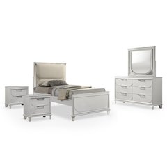 Glosan Modern 5-Piece Pearl White Kids Platform Bedroom Set