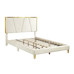 Harper Fabric Upholstered Bed in Beige