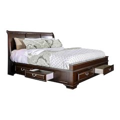 Bradford Solid Wood King Storage Platform Bed in Brown Cherry