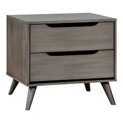 Belkor Mid-Century Modern Wood 2-Drawer Nightstand in Gray