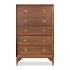 Oberlander Wood 5-Drawer Chest in Walnut