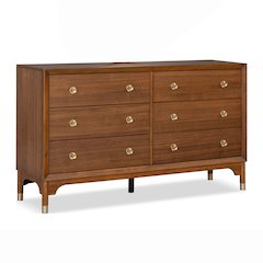 Oberlander Wood 6-Drawer Dresser in Walnut