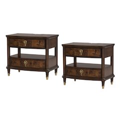 Moscote Dark Cherry Nightstand with LED and USBs (Set of 2)