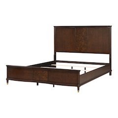 Moscote Dark Cherry Solid Wood Panel Bed with Reading LED