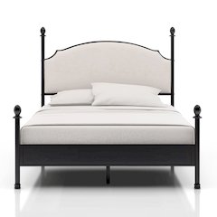 Freila Metal Poster Panel Bed in Silver Gun Metal