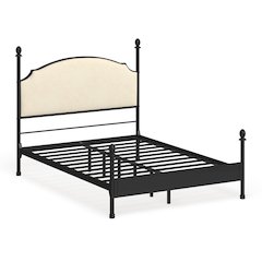 Freila Metal Poster Panel Bed in Silver Gun Metal