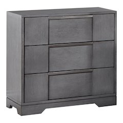 Soya 3-Drawer Grey Solid Wood Nightstand with Nickel Pulls