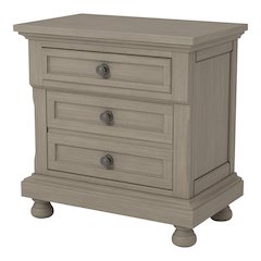 Dery Rustic Wood Nightstand with USB Outlet, Grey
