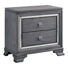 Hariston Solid Wood 2-Drawer Nightstand, Light Grey