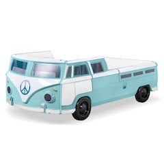 Shelline Novelty Peace Bus Wood Twin Kids Bed with LED