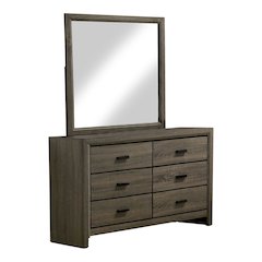 Jaq 2-Piece Cottage 6-Drawer Dresser and Mirror Set, Grey