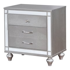 Xulu Contemporary Solid Wood 2-Drawer Nightstand in Silver