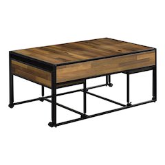 Froy Metal 3-Piece Nesting Table in Black and Walnut