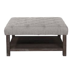 Hoylton Wood Ottoman in Antique Washed Gray and Light Gray