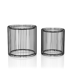 Mendel Contemporary Metal 2-Piece Nesting Table in Black