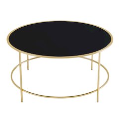 Rockbel Contemporary Glass Top Round Coffee Table