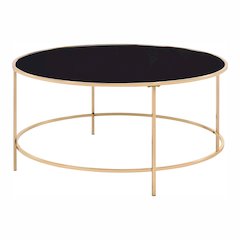 Rockbel Contemporary Glass Top Round Coffee Table