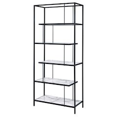 Lakely Metal 5-Shelf Bookcase in Black and White