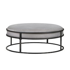 Olive Velvet Fabric 39" Wide Round Cocktail Ottoman