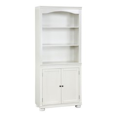 Lieux 3-Shelf Wood Adult Bookcase with 2-Door, Luminous White
