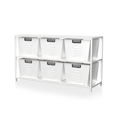 Ed Metal Storage Shelf with 6 Bins in White