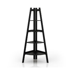 Lawler Contemporary Wood 5-Shelf Corner Bookcase in Black
