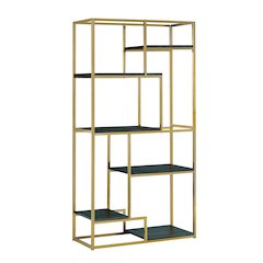 Jan Contemporary Metal 6-Shelf Bookcase in Gold Champagne