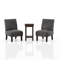 Drydan 3-Piece Wood Accent Table and Chair Set in Gray