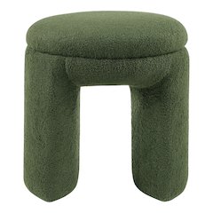Thia Modern 18" Upholstered U-Shaped Ottoman, Green