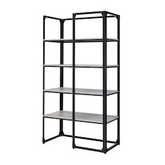Gorvac Industrial Metal 4-Shelf Bookcase in Black and Gray