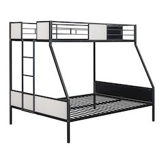Girgon Black Metal Two-tone Twin over Full Bunk Bed