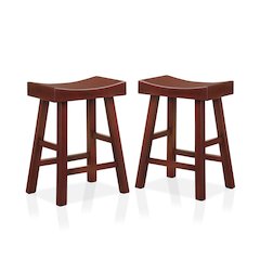 Epping Wood Saddle Stool in Dark Cherry (Set of 2)