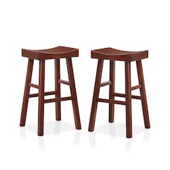 Epping Wood Saddle Stool in Dark Cherry (Set of 2)