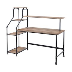 Landon Black Metal Desk with Reversible Bookcase