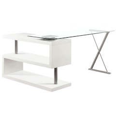 Fiora Modern Metal Swivel Writing Desk in White