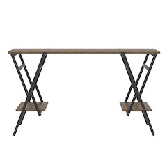 Carti Rustic Wood 2-Shelf Writing Desk in Oak and Gun Metal