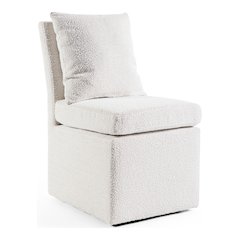 Jaine Modern Boucle Chenille Square Swivel Dining Chair