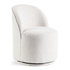 Jaine Modern Boucle Chenille Round Swivel Dining Chair