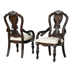 Giselle Dark Brown Upholstered Dining Arm Chair (Set of 2)