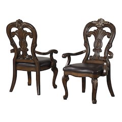 Melina Dark Brown Upholstered Dining Arm Chair (Set of 2)