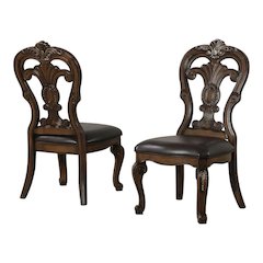 Dark Brown Upholstered Dining Side Chair Set with Cushioned Seat